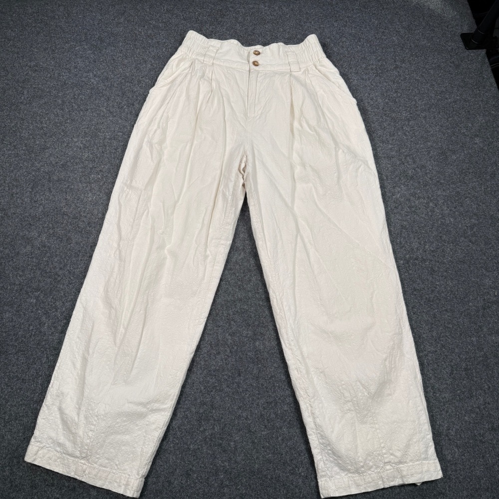Urban Outfitters Cream Linen Blend Wide Leg Pleated Trousers OB1295819 Size S